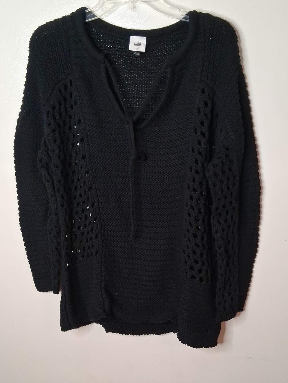 CAbi Women's Size Small Black Open-Knit Sweater